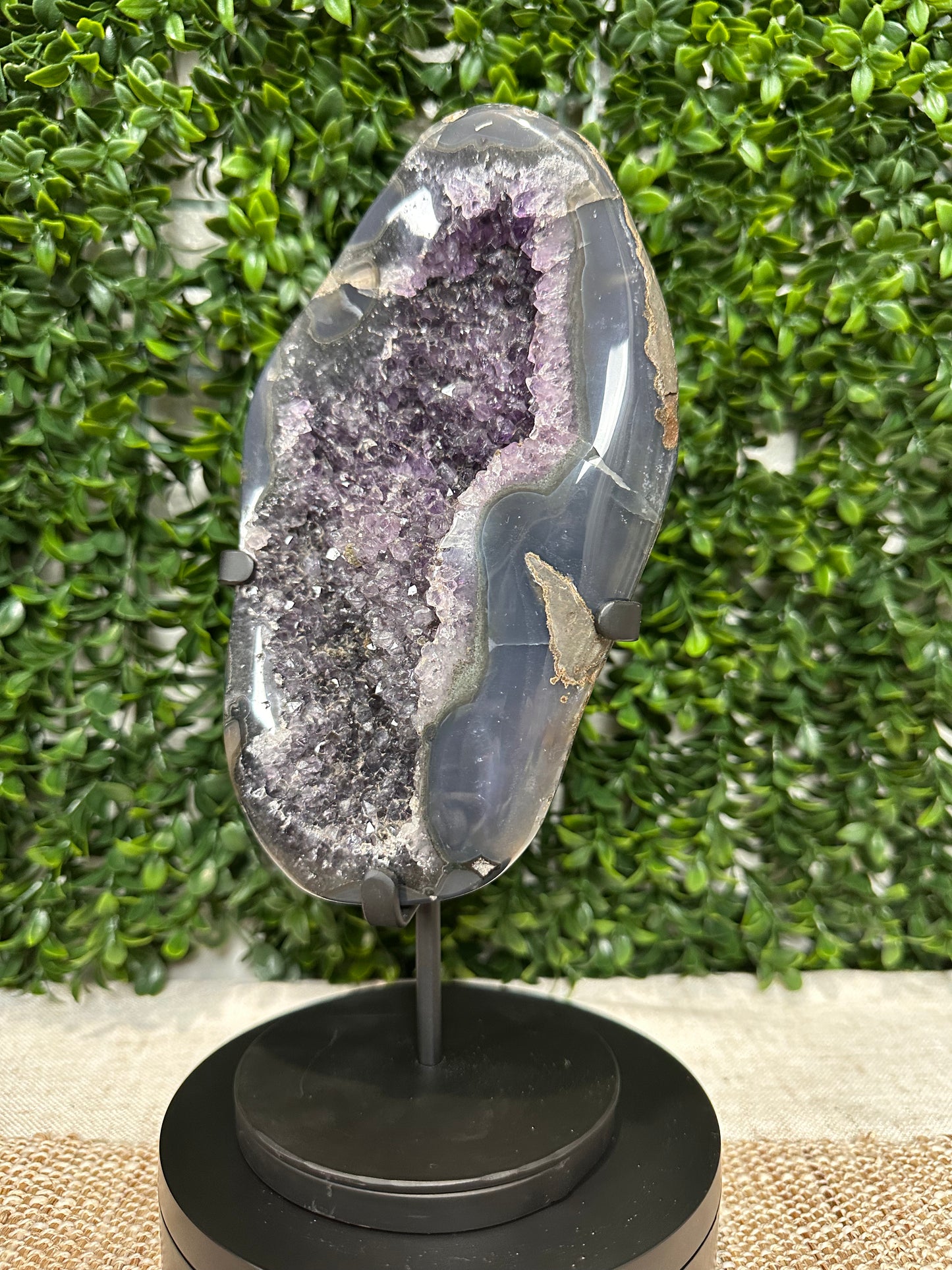 Druzy Amethyst Statement Piece W/Stand (2)