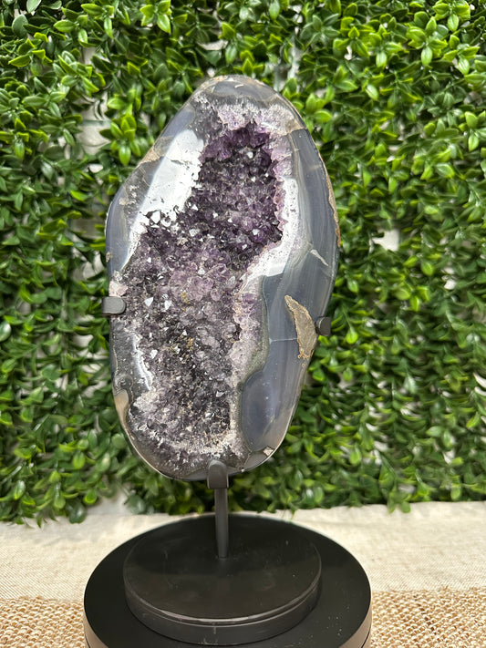 Druzy Amethyst Statement Piece W/Stand (2)