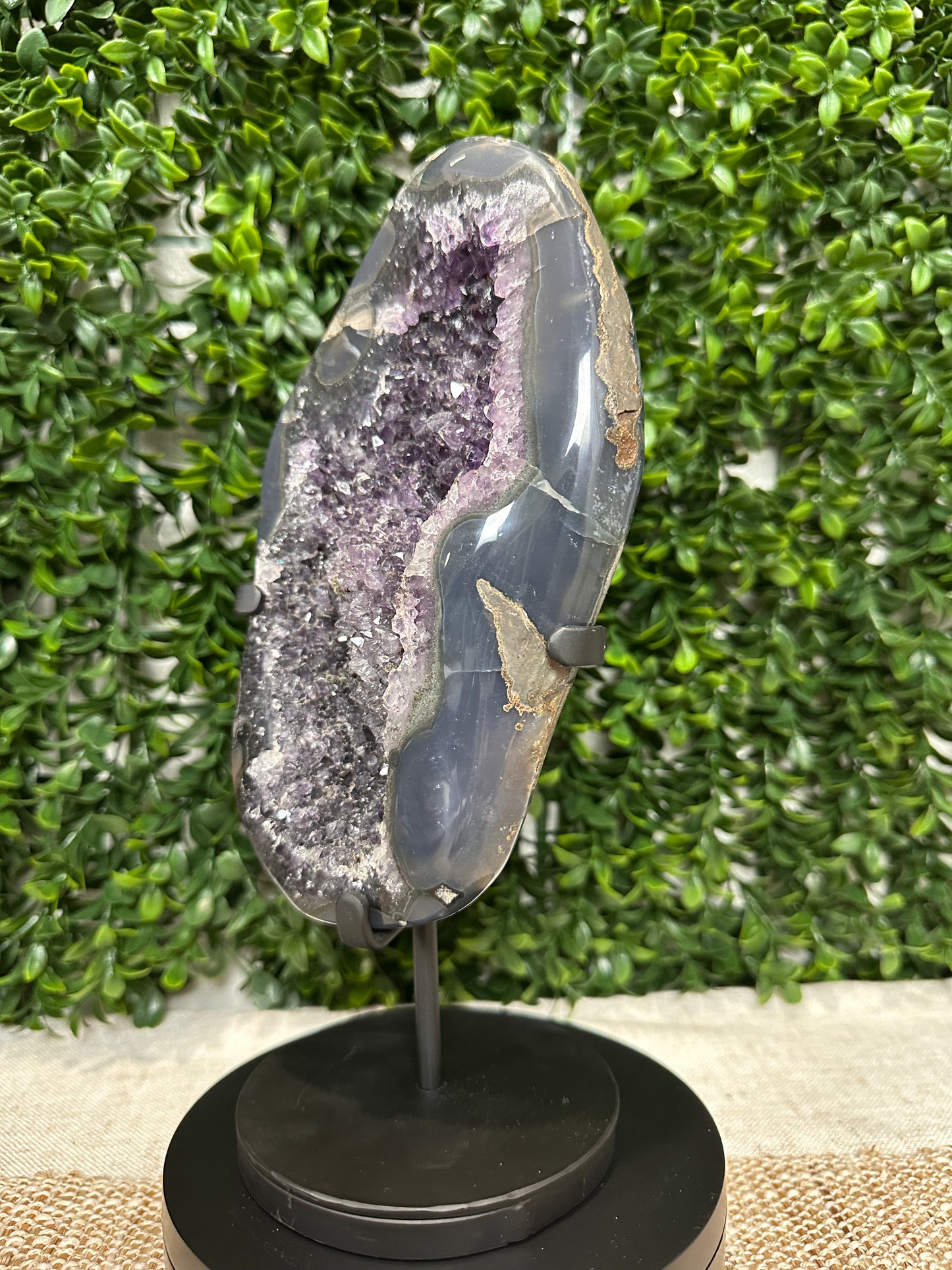 Druzy Amethyst Statement Piece W/Stand (2)